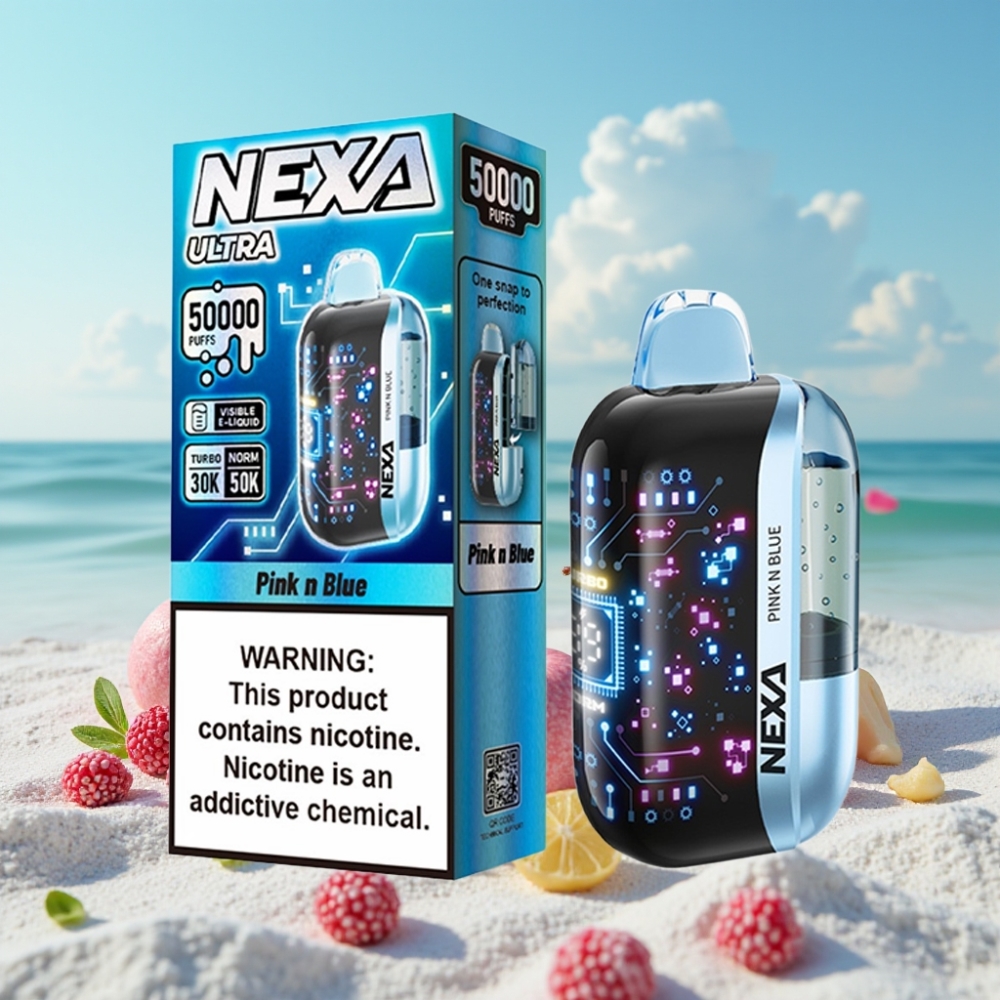 NEXA Ultra 50K Disposable Vape – 20ml 50000 Pūfu 5 Nikotīna Rozā un Zila