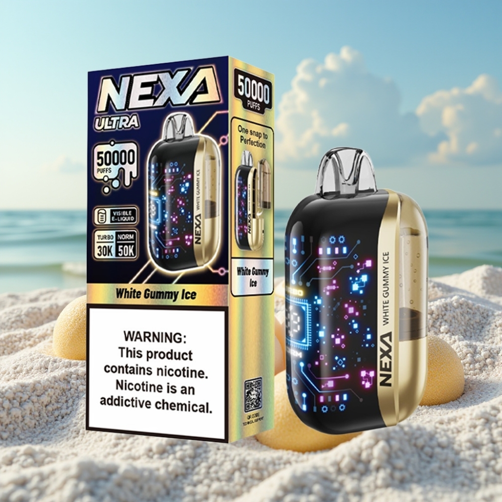 NEXA Ultra 50K Izmetamais Veips – 20ml 5 Nikotīna Balta Gumijas Ledus