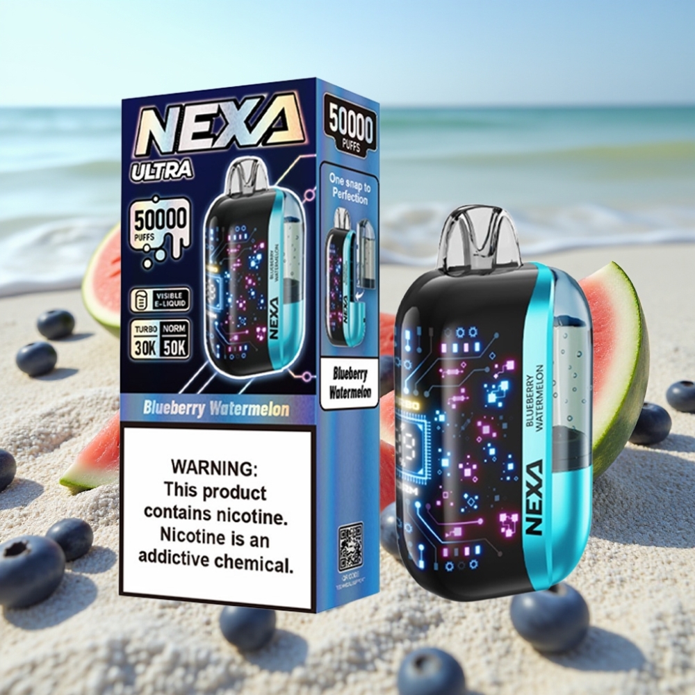 NEXA Ultra 50K Izmetamais Vīpš – 20ml 5 Nikotīna 50000 Ievelkamie Arbūzu Zemenes