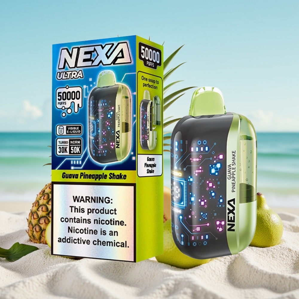 NEXA Ultra 50K Izmēģināmais Veips Guavas-Ananāsu Kokteilis 20ml 5 Nikotīna 50000 Ivilcieni