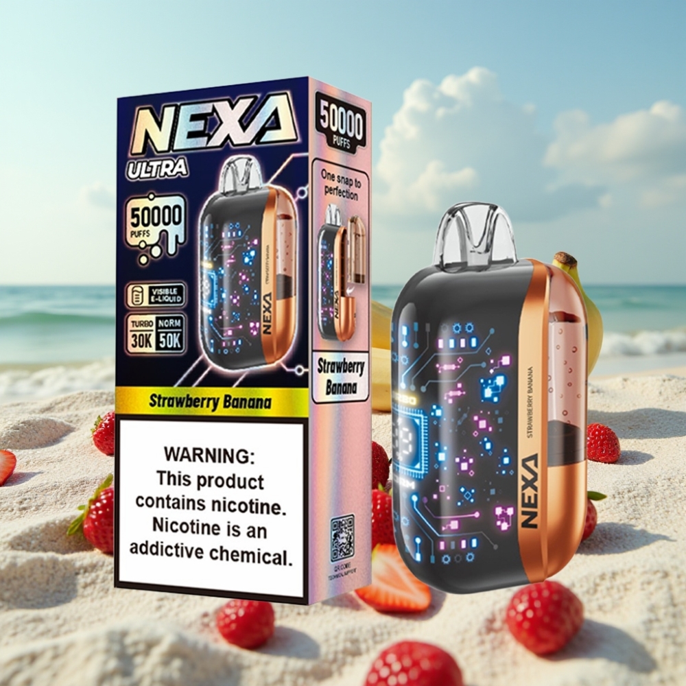 NEXA Ultra 50K Izmēģināms Vaps (20ml 5 Nikotīna 50000 Ivilcieni) Zemenes Banāns