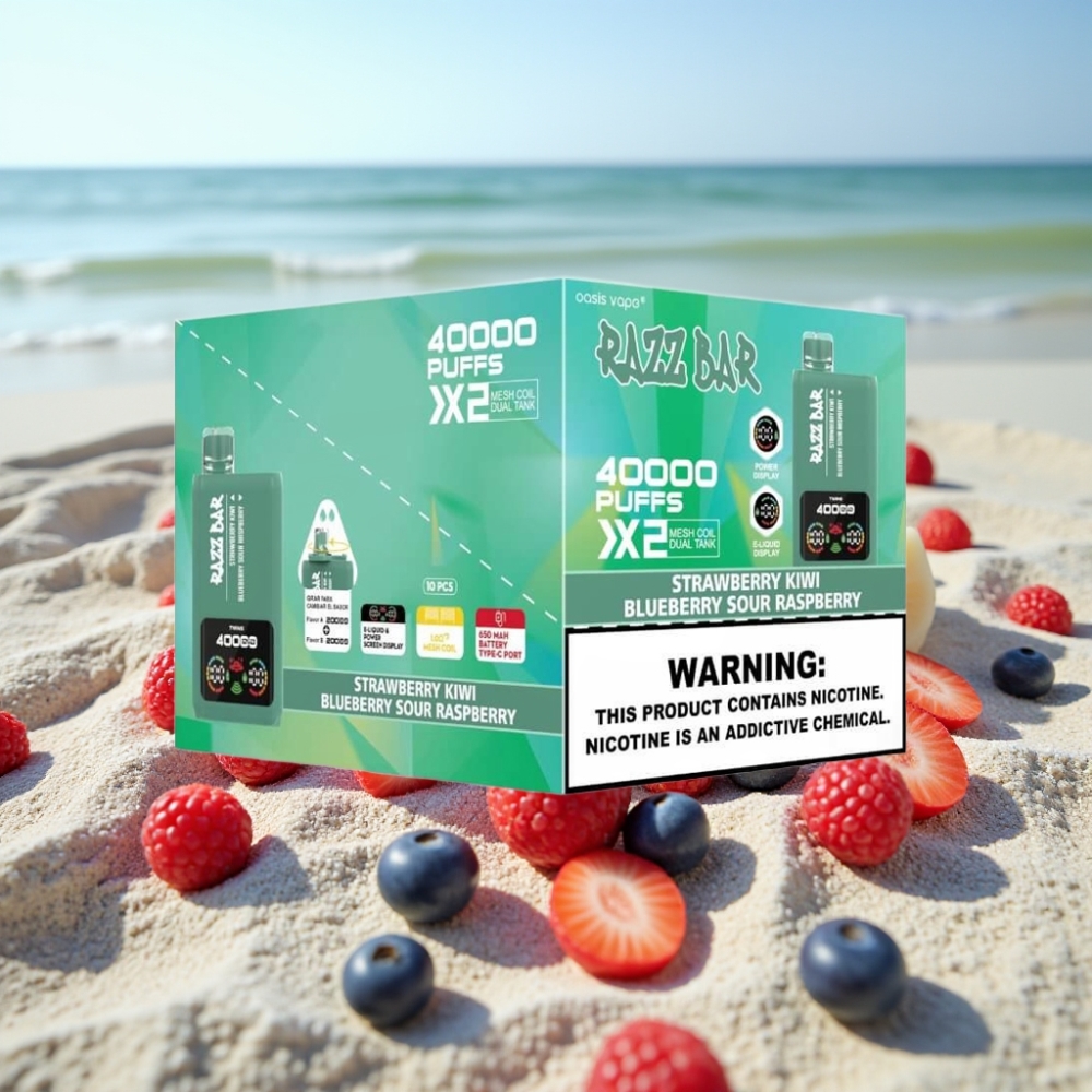 Razz Bar 40000 Puffs Disposable Vape Aroniju-Kivi  Zilā Ožu Avene