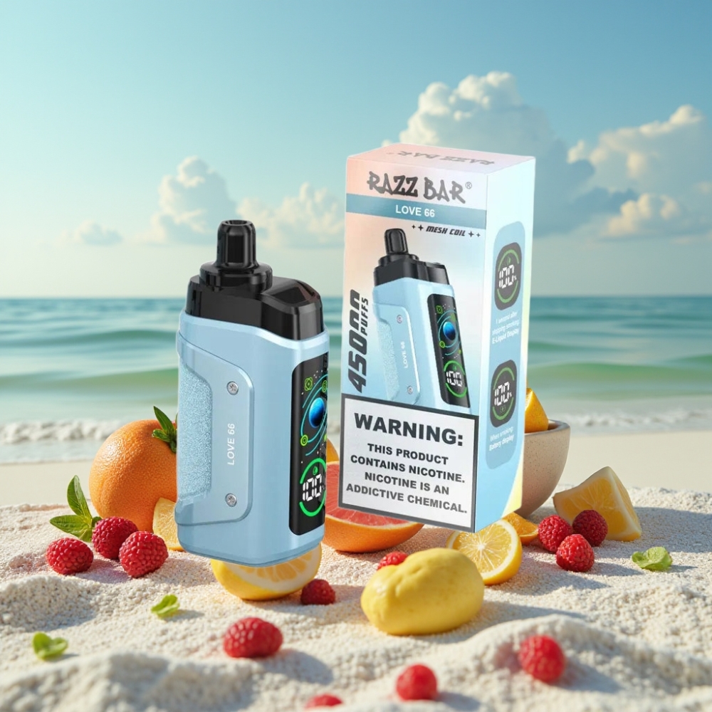 Razz Bar 45000 Puffs Disposable Vape Mīlestība 66 – 10 Ohm Tipa-C 20 mg/ml