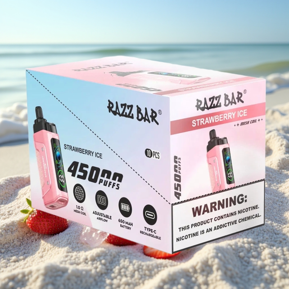 Razz Bar 45000 Puffs Disposable Vape Zemenu Ledus