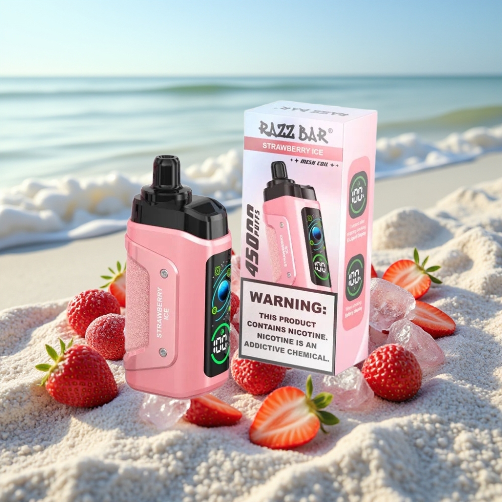Razz Bar 45000 Puffs Disposable Vape Zemenu Ledus