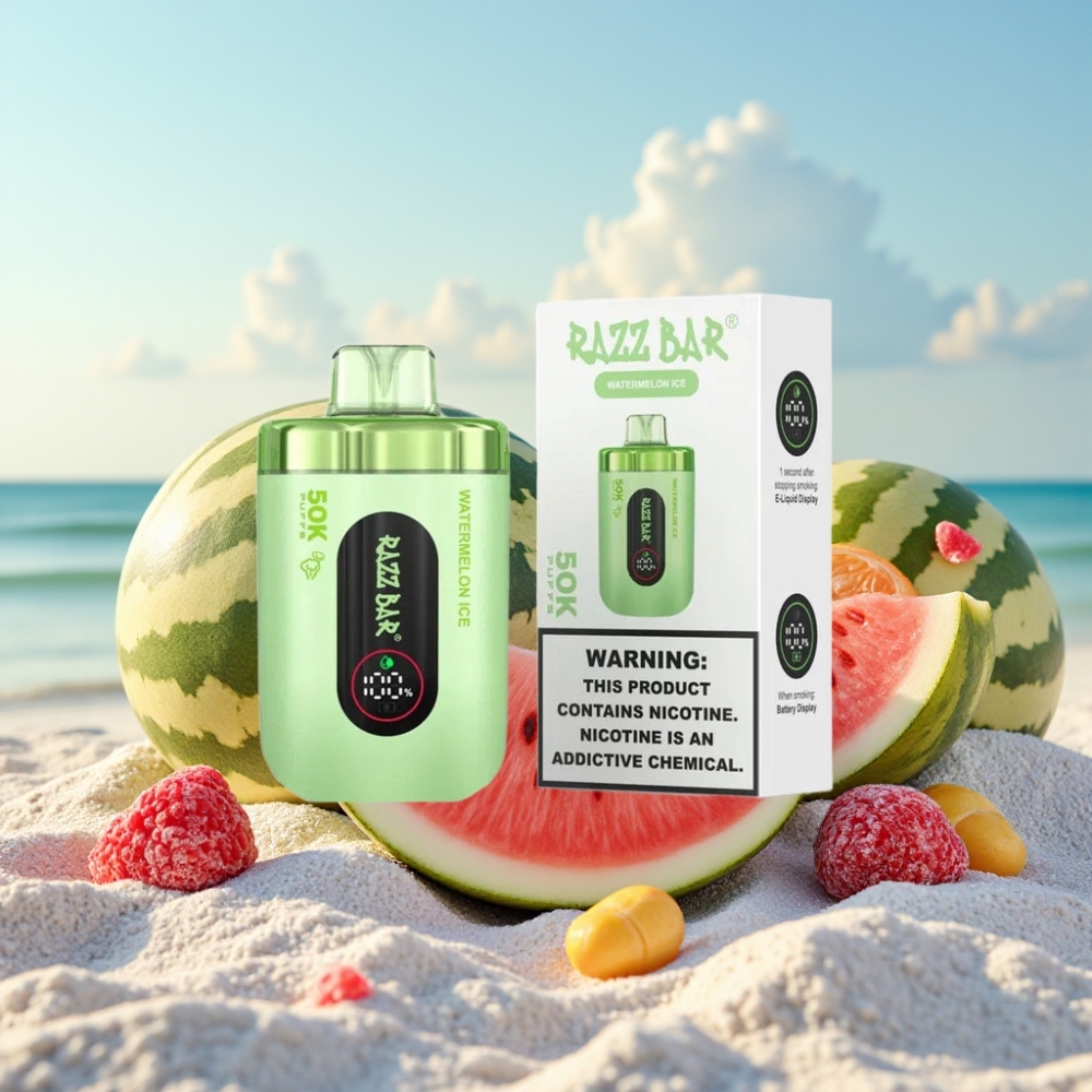 Razz Bar 50K Puffs Disposable Vape Arbūzu Ledus 10 Ohm 650mAh