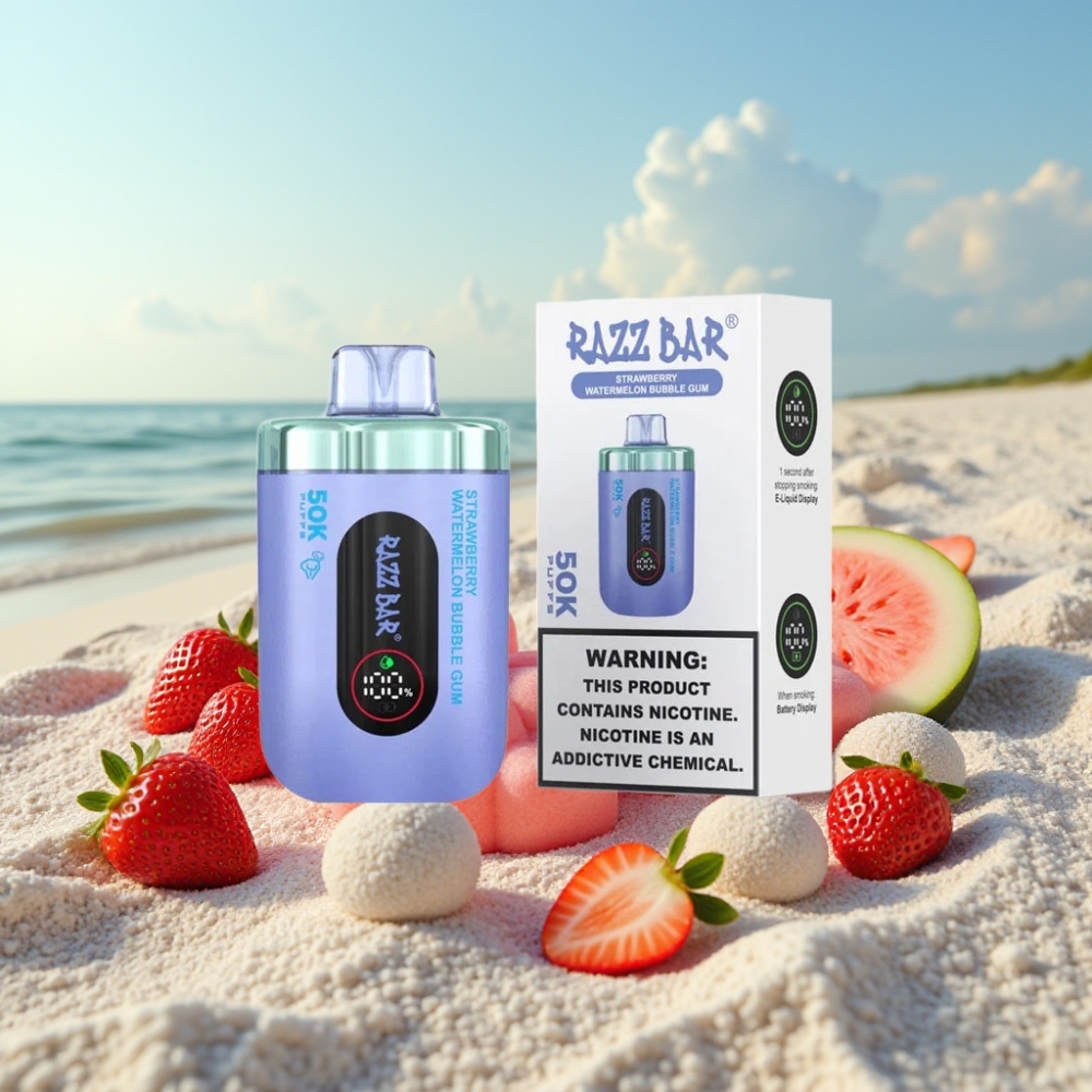 Razz Bar 50K Puffs Disposable Vape Zemeneņu Arbūza Burbuļu Gumija 50000 Puffs 10 Ohm Type-C