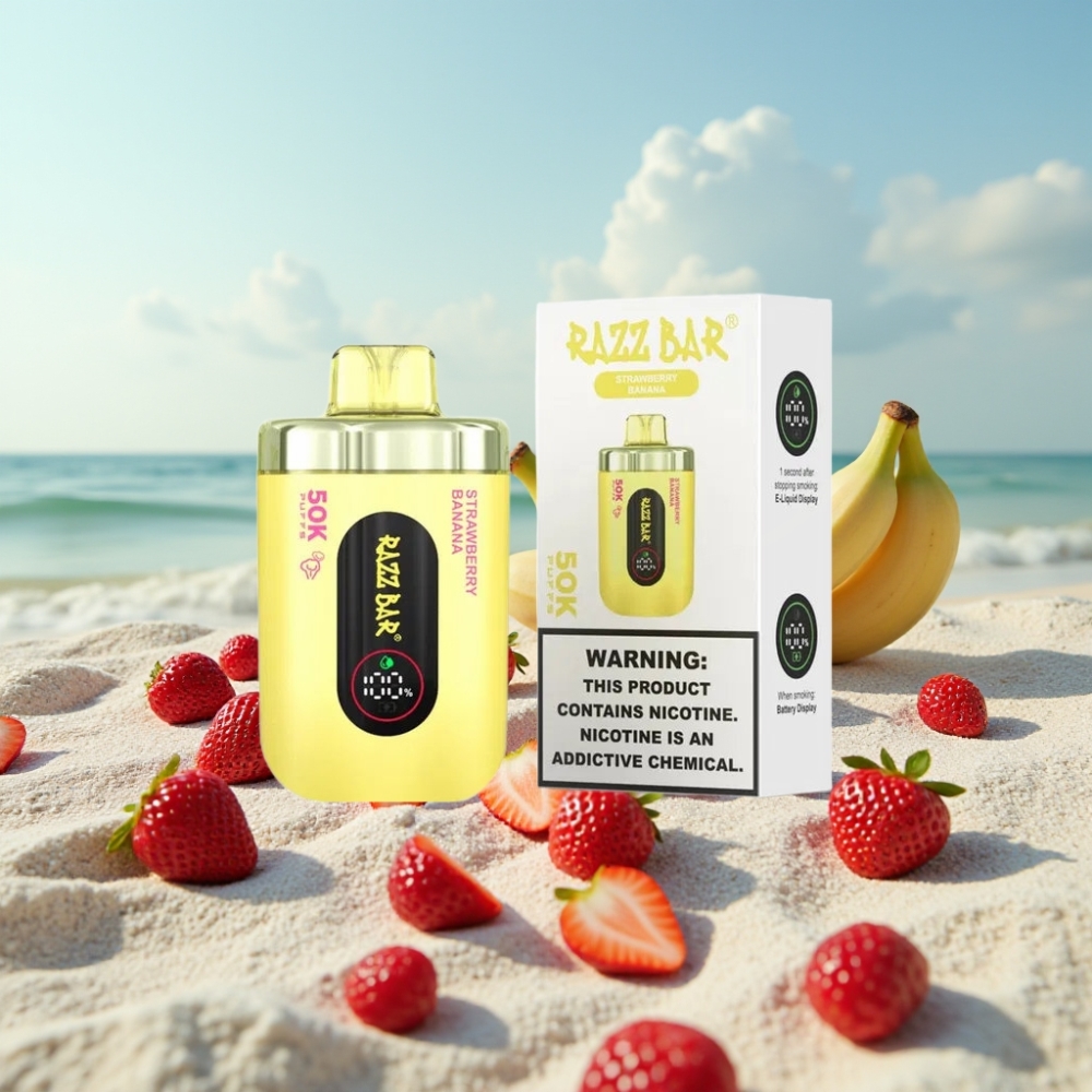 Razz Bar 50K Pūšu Displeja Vape Zemene Banāns