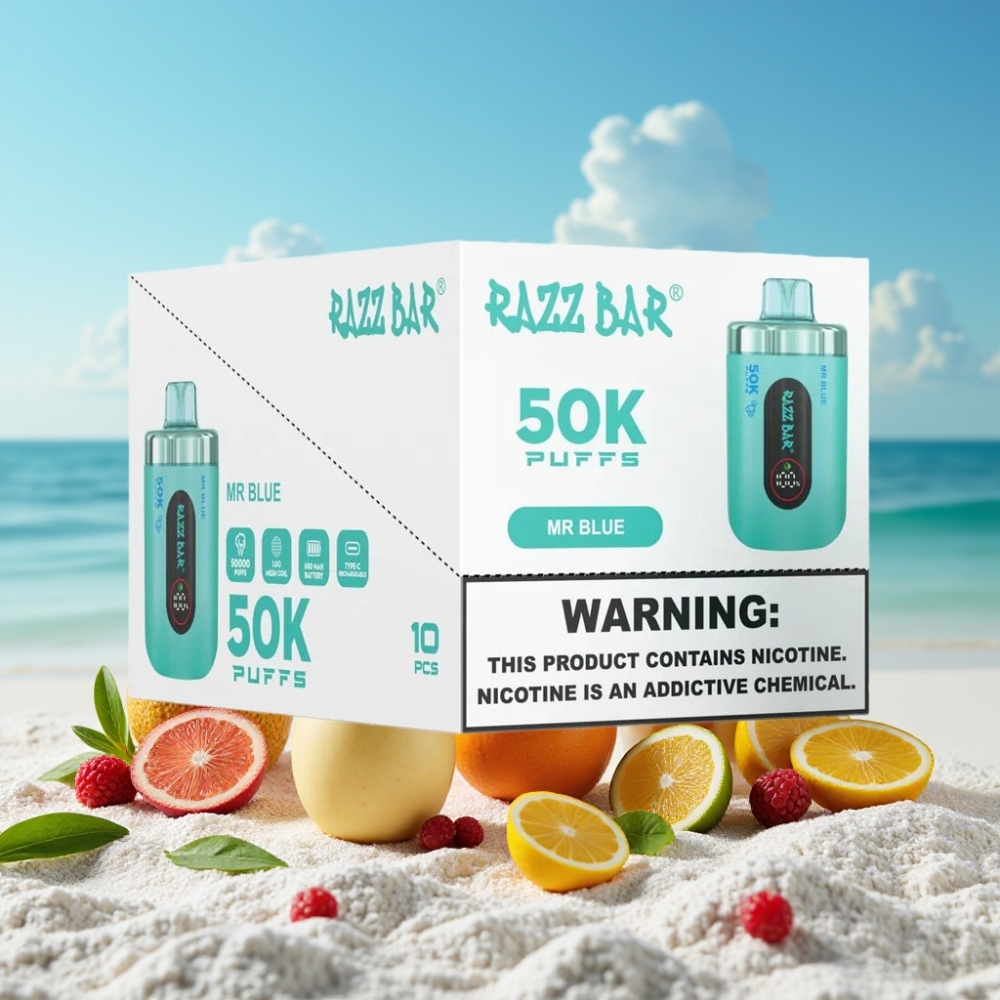 Razz Bar 50K Pūšu Disposable Vape Mr Zils – 50000 Pūšu 2 Nikotīna Type-C