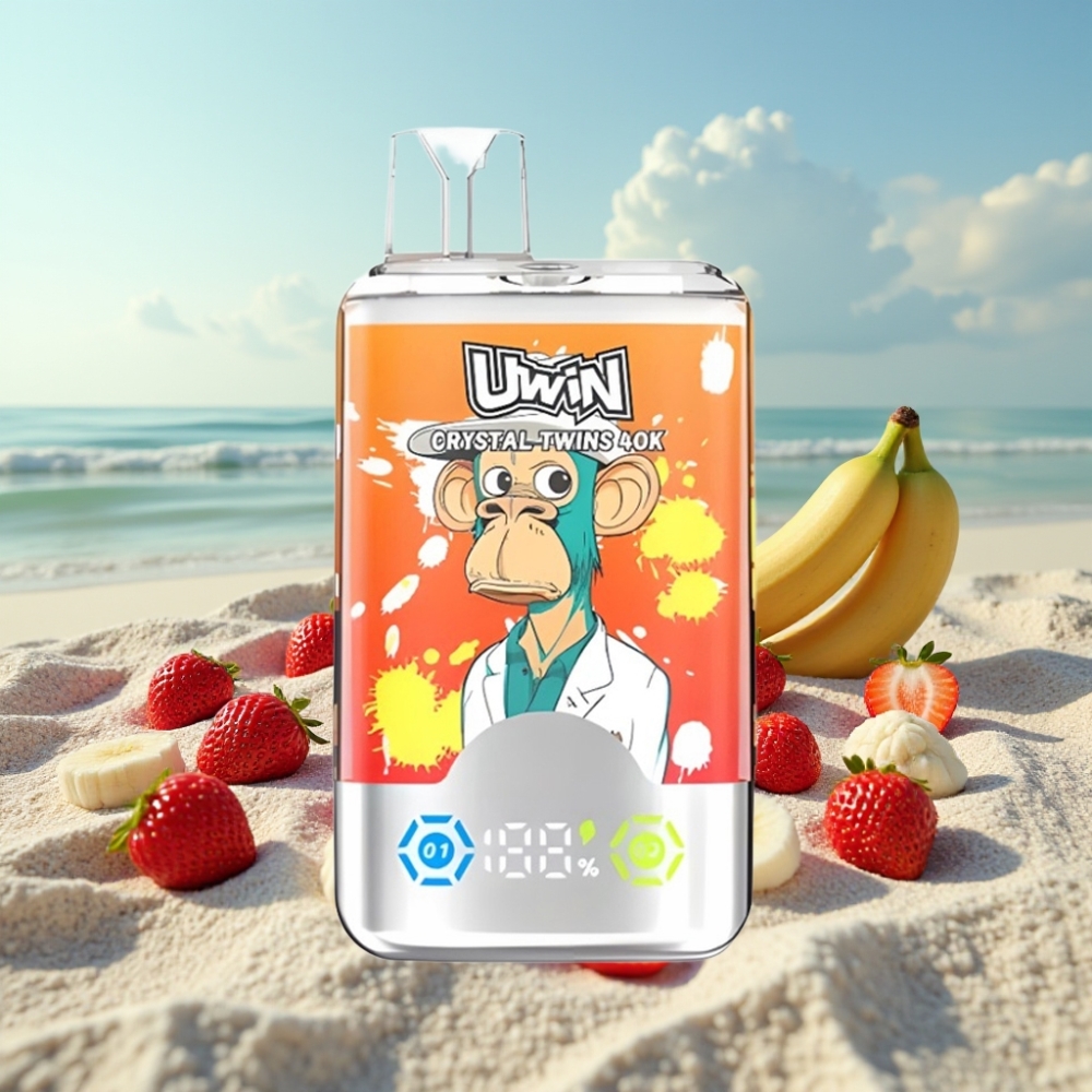 UWIN Crystal Twins 40000 Puffs Disposable Vape Zemeneņu-Banānu Mīla 32ml 850mAh