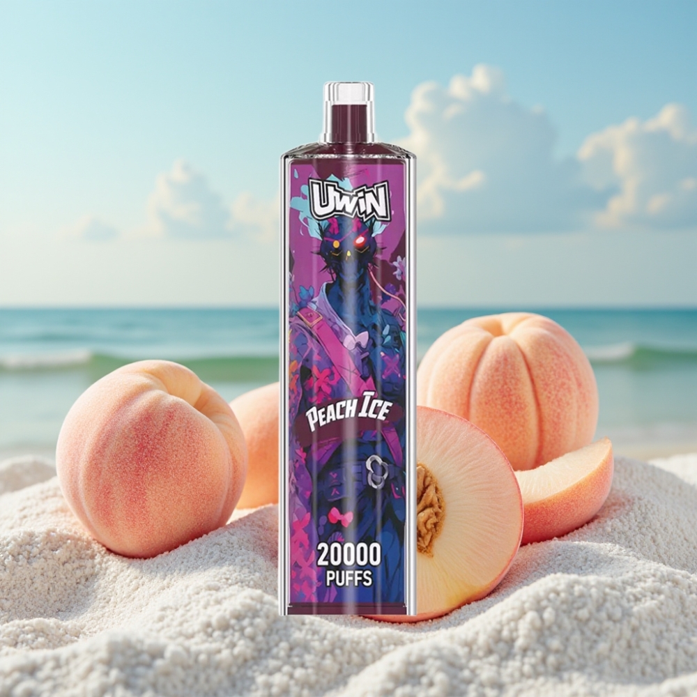 Uwin Shisha Hookah Crystal 20000 Puffs Persiku Ledus 0-5 22ml Type-C