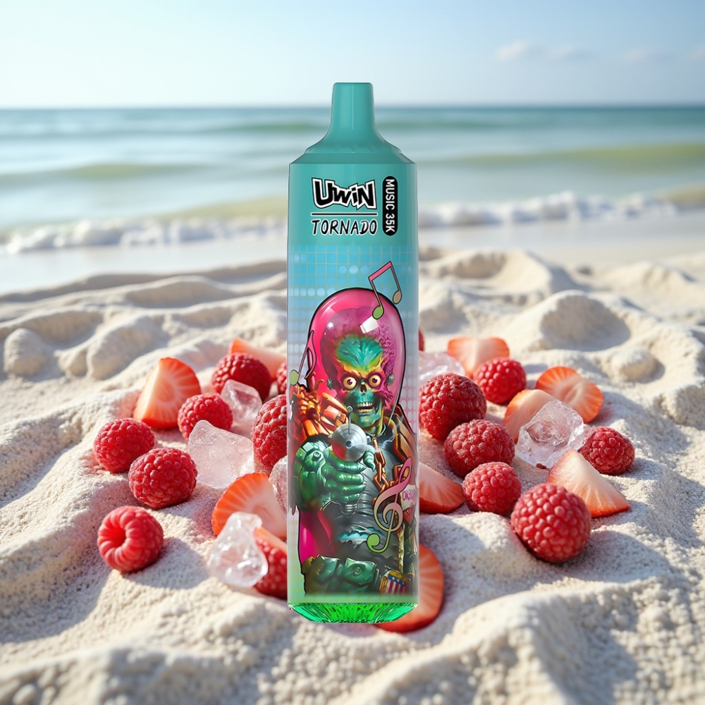 Uwin Tornado 35K Mūzikas Izmetamā Veipa Zemene Aveņu Ķiršu Ledus