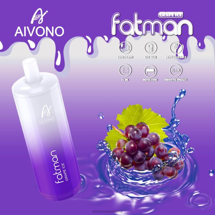 Aivono Vape Latvia - Aivono FATMAN 6800 vīnogu ledus 4V8XV24