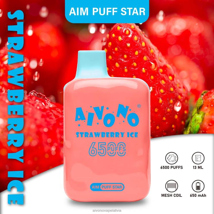 Aivono Vape - Aivono AIM PUFF STAR 6500 zemeņu ledus 4V8XV288
