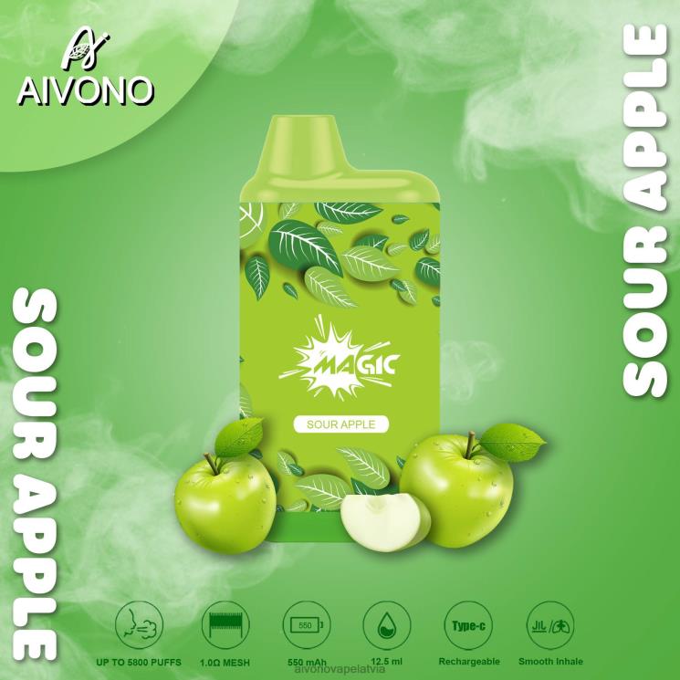 Aivono Puffs - Aivono AIM MAGIC 5800 mouth box cigarete skābs ābols 4V8XV87