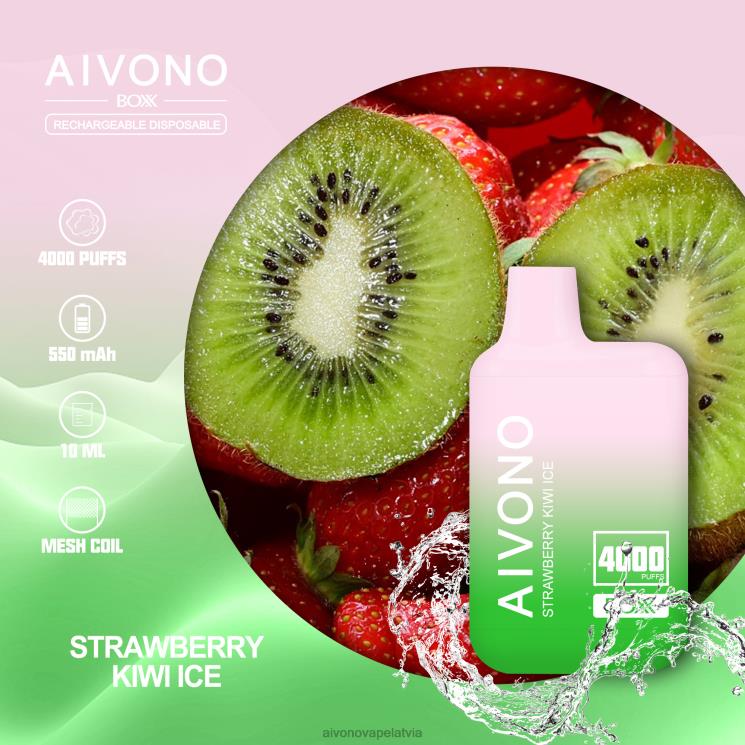 Aivono Vape Latvia - Aivono AIM BOXX 4000 zemeņu kivi ledus 4V8XV229