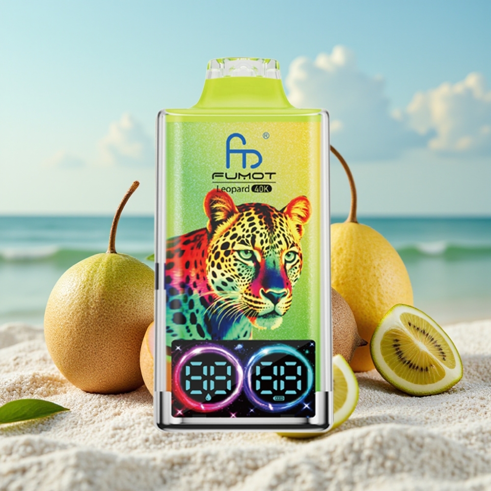 Fumot Leopard 40K Puffs Disposable Vape 0-5% Nikotīns 700mAh Type-C Kiwi Pasiflu Guava