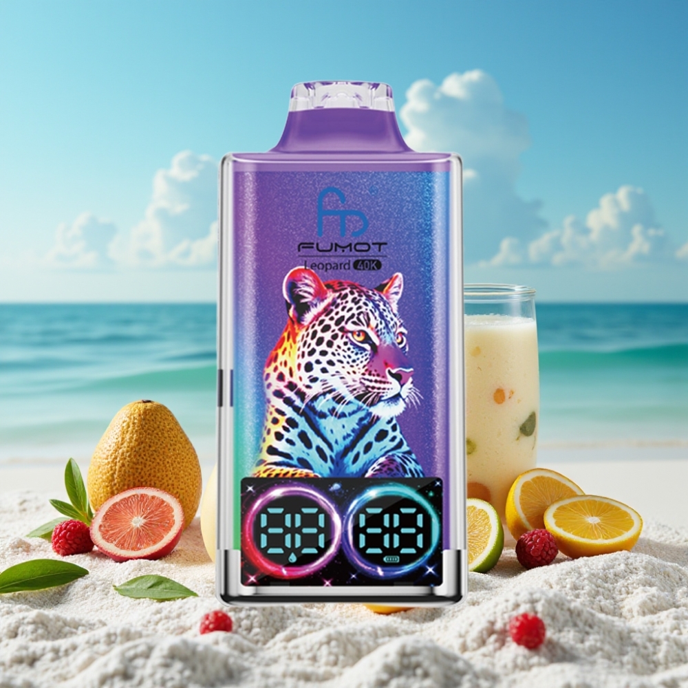 Fumot Leopard 40K Puffs Disposable Vape Zilais, 5% Nikotīns, 700mAh, Type-C