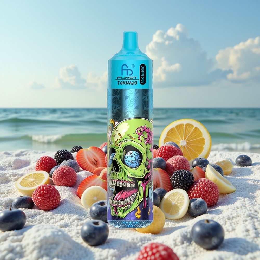 Fumot RandM Tornado 30000 Puffs 30mL 2%/5% Melnais Ledus