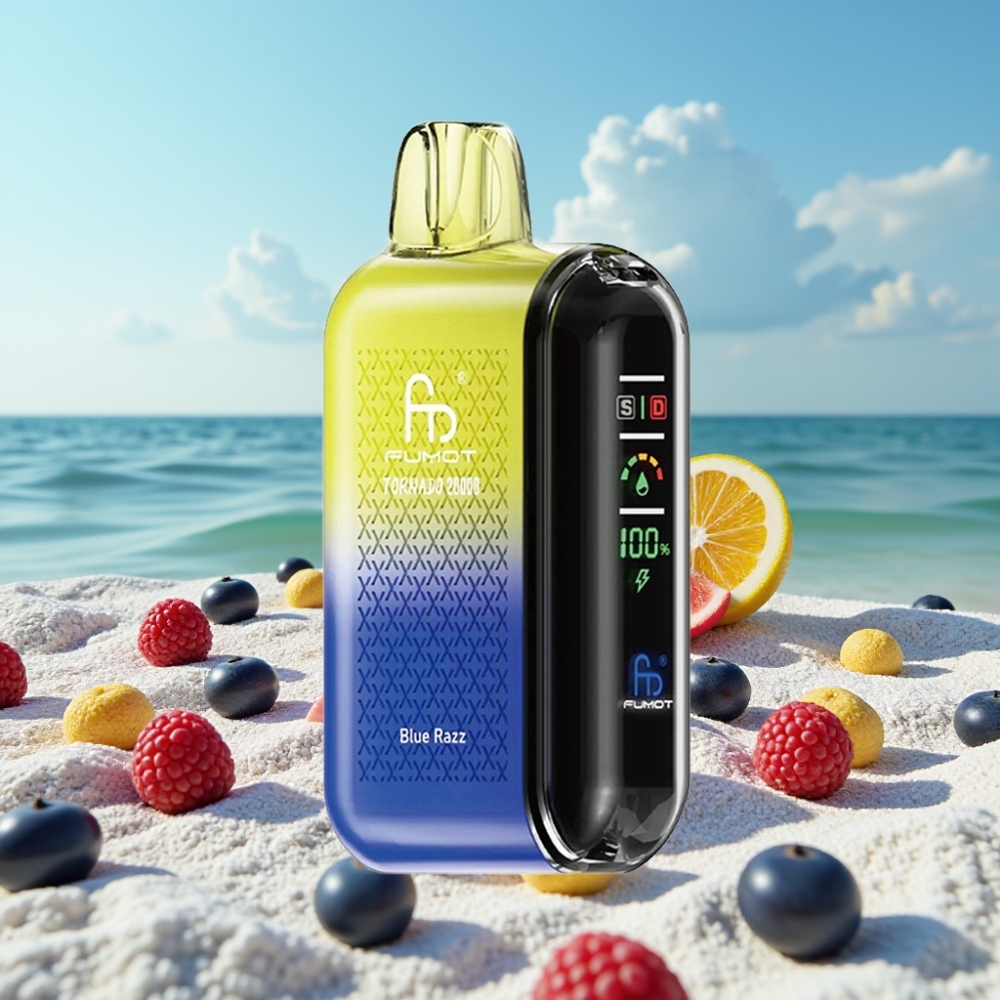Fumot Tornado 20000 Puffs Dual Mesh 20ml Zilā Aveņu Disposable Vape