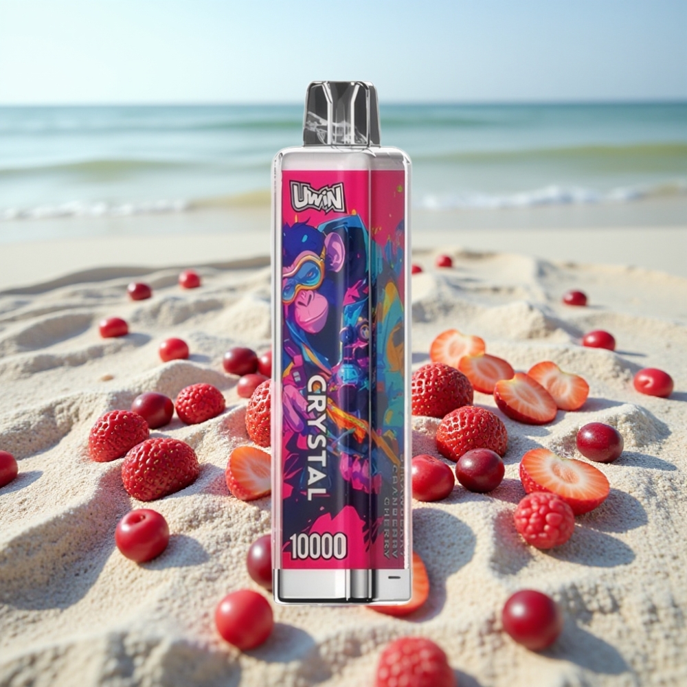 UWIN Crystal 10000 Puffs Disposable Vape Zemeņu Brūkleņu Ķiršu (18ml, 0.8Ω, Type-C)
