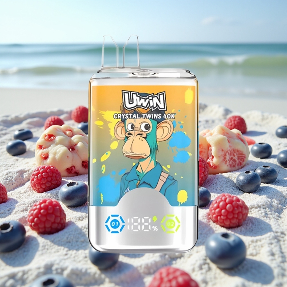 UWIN Crystal Twins 40000 Puffs Disposable Vape Zemenes Aveņu Ķiršu Ledus 32ml 850mAh Type-C