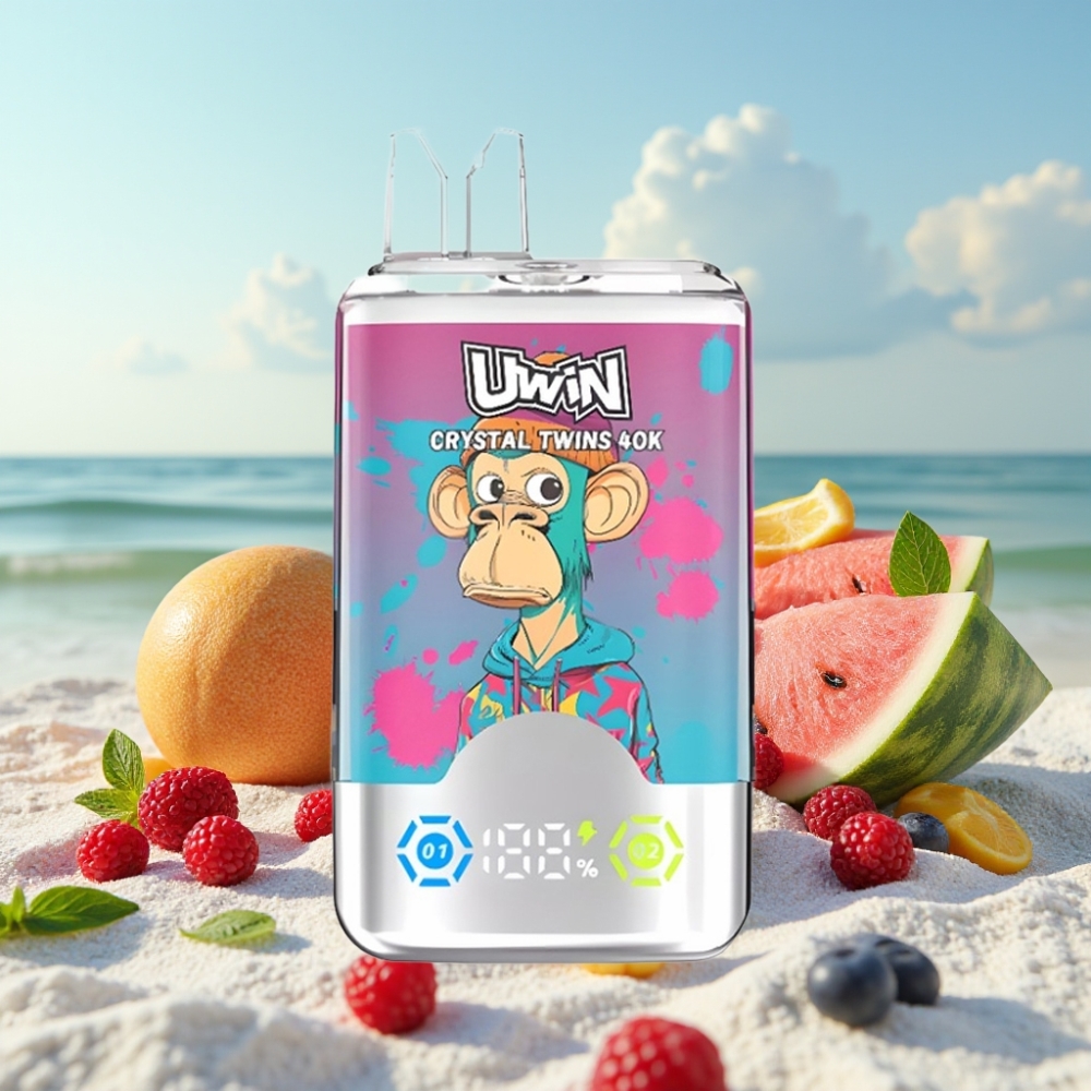 UWIN Crystal Twins 40000 Puffs Dispozablais Vītols Arbūzs-Avenes 32ml, 850mAh, Type-C