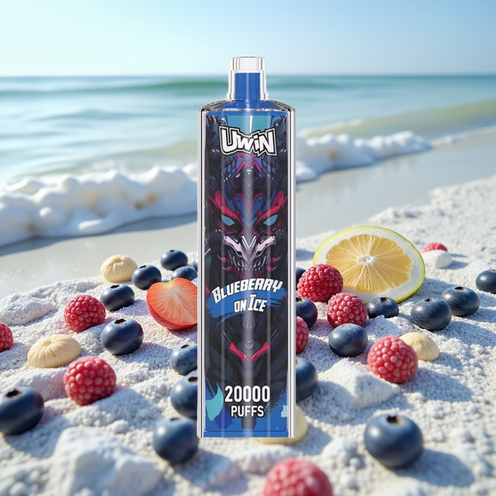 Uwin Shisha Hookah Crystal 20000 Puffs 22ml 0-5% Nikotīns Mrežas spole Type-C Zilā ķiršu ledus