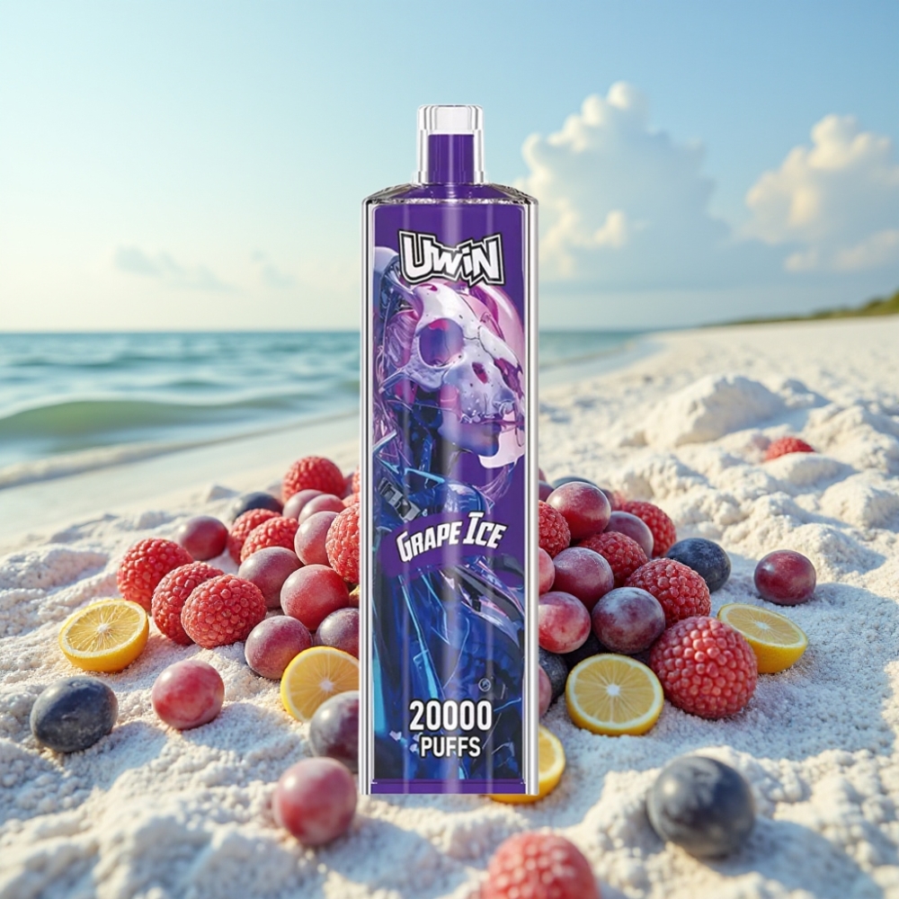 Uwin Shisha Hookah Crystal 20000 Puffu, 0%-5% Nikotīns, 22ml, Type-C, Vīnogas Ledus